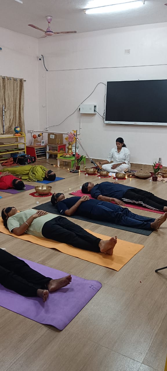 Group sound healing session with Coach Sarika and participants